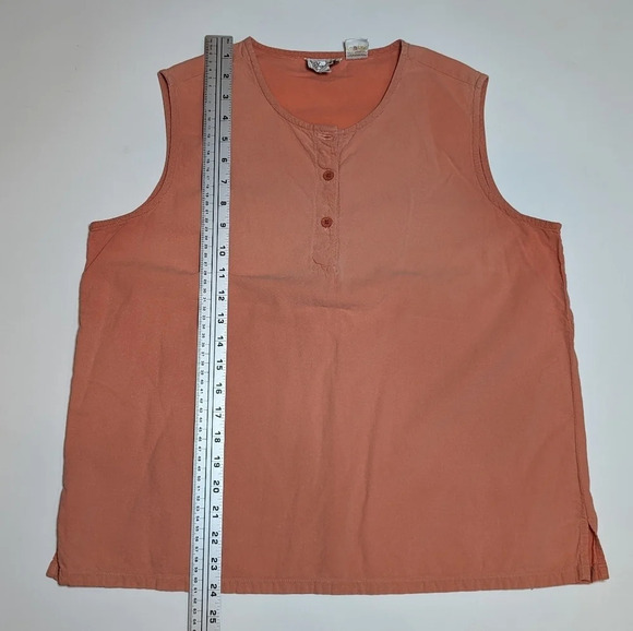 Vintage Tradition 100% Cotton Terracotta  Orange Three Button Tank Top Women L - Picture 7 of 7
